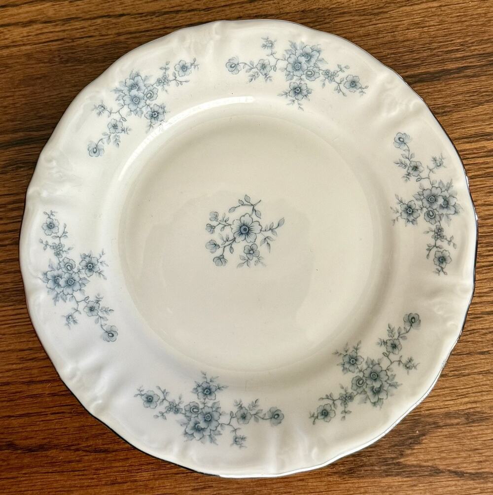 Winterling Bavaria Renaissance Porcelain 6” Bread Plate Blue Floral Platinum